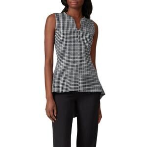 Derek Lam Collective Plaid Knit Peplum Top Grey Size XS